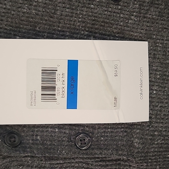 NWT Men's Dark Heather Gray Thermal Henley - Picture 3 of 4